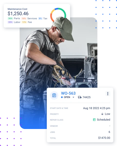 Work Order Management Feature, Truck Mechanic Fixing An Engine